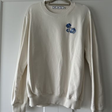 Sweatshirt Off-White à fleurs brodées