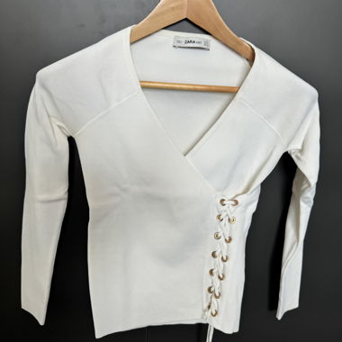 Zara White Knit Top