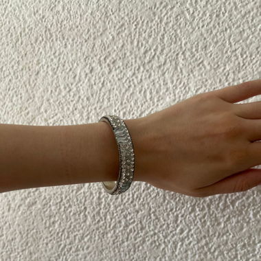 Silver Rhinestone Bangle Bracelet