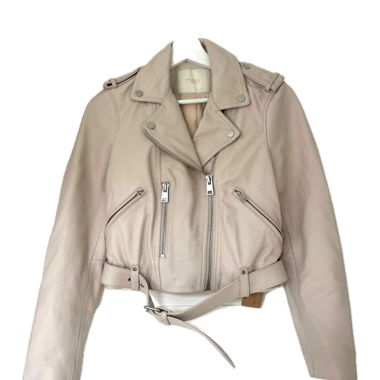 MAJE LIGHT PINK LEATHER JACKET 