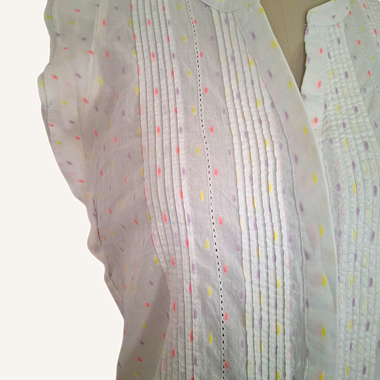 Kookaï White Cotton Blouse with Pastel Dots 34 