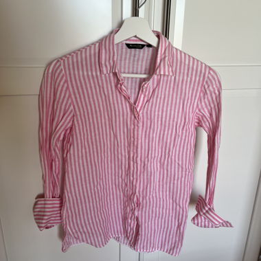 Gestreiftes Hemd rosa aus Leinen von Massimo Dutti