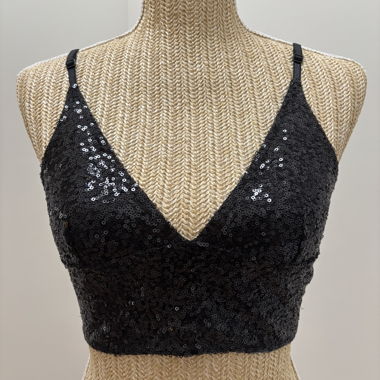 H&M Top corto con paillettes nero