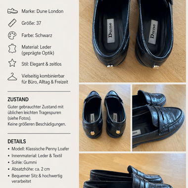 Dune Loafer nero Tagl. 37