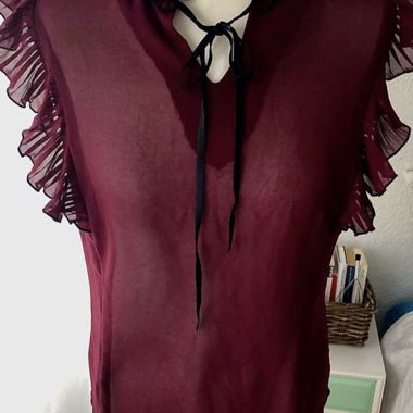 Blusa / Top Rinascimento, rosso scuro, M-L 38-40