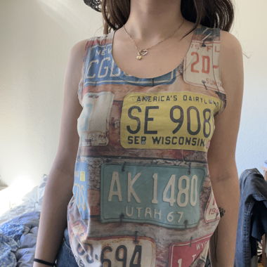 USA-Kennzeichen bedrucktes Tanktop