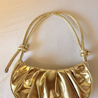 Golden Shoulder Bag with Knotted Strap
