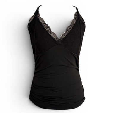 Top halter in pizzo nero