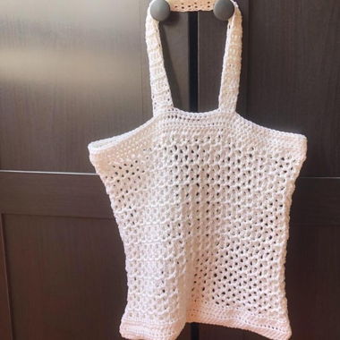 Weisse Häkeltasche