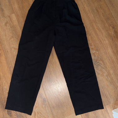 Black Wide-Leg Fabric Trousers