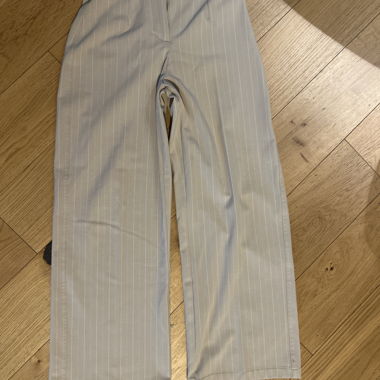 Beige Trousers with Fine Stripes