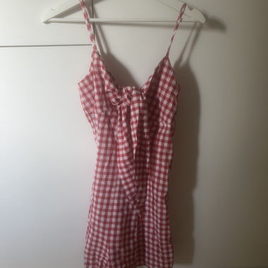Red checkered jumpsuit unworn size M