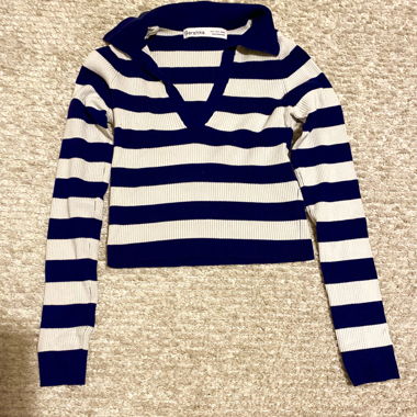 Haut rayé bleu marine bershka