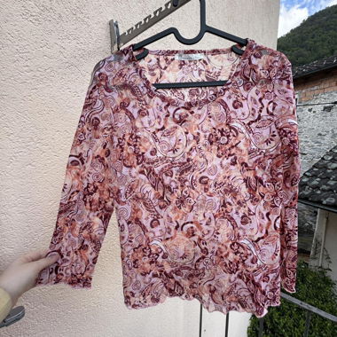 vintage 90s paisley mesh pink top