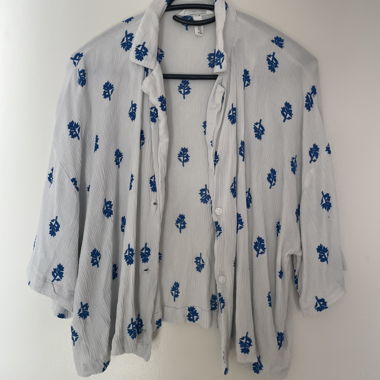 leicher blazer - weiss mit blauem muster