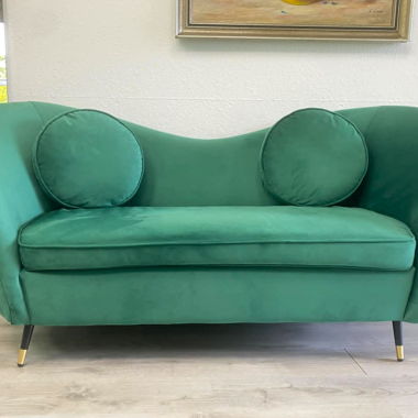 2-Sitzer Sofa aus Smaragdgrünem Samt 