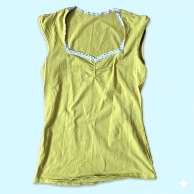 Débardeur en dentelle jaune-vert – Taille S