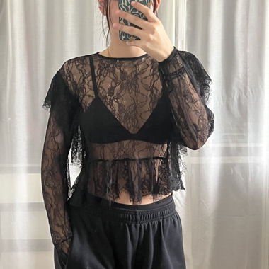 Blusa in pizzo nero