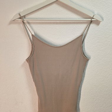 Body a coste beige con spalline spaghetti XS