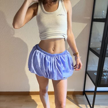 blau/weiss hestreifter minirock mit innenhose xs