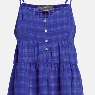 Blouse bleue à bretelles avec boutons