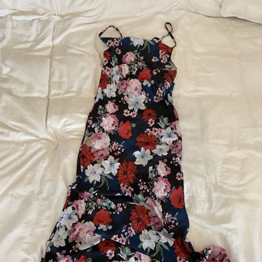 Satin Flowery Maxi Dress