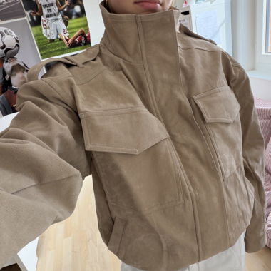 Taupe Suede Jacket High Collar (Bronzesnake)