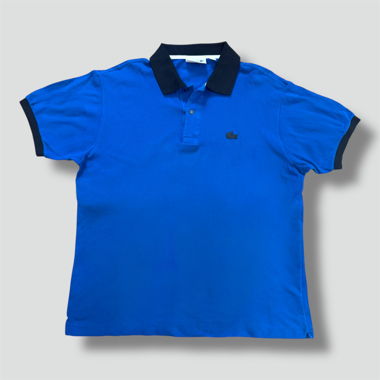 Lacoste dark blue leather-logo poloshirt