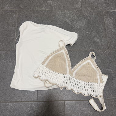 H&M Croptop & gehäkeltes Top Set XXS