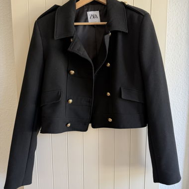 Short black ZARA jacket with gold buttons