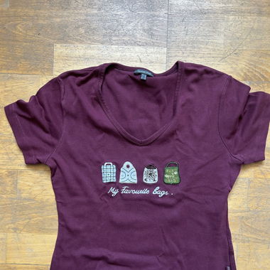 Vintage dark red embroidered baby tee