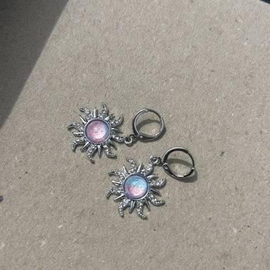 Pastel Goth Sun Earrings Boho Hippie