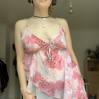 Top fleur rose