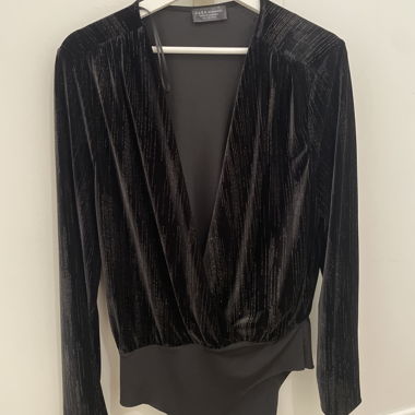 Black Zara Bodysuit with Deep Neckline