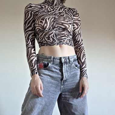 Zebra Mesh Crop Top