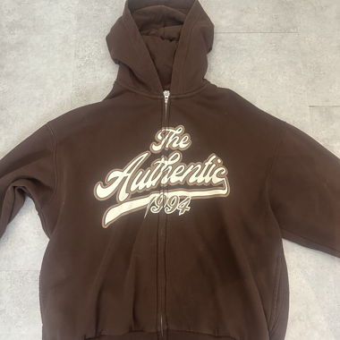 Felpa con cappuccio e zip marrone