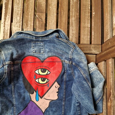 Jeansjacke mit Print