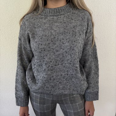 Grey Marled Knit Sweater