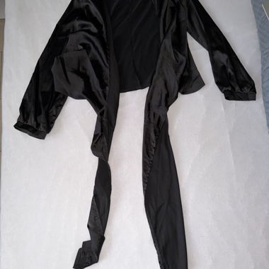 Black Satin Blouse to Tie