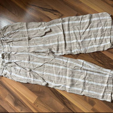 Pantalon en lin Zebra brun/blanc, taille M
