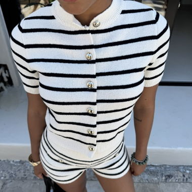 Striped Knit Short Set