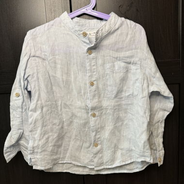 Chemise enfant en lin bleu clair 116gr