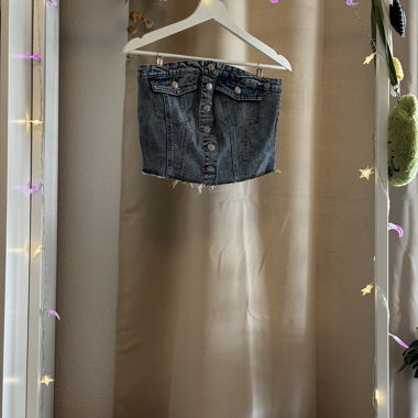 Blue Denim Corset Top – Strapless – M