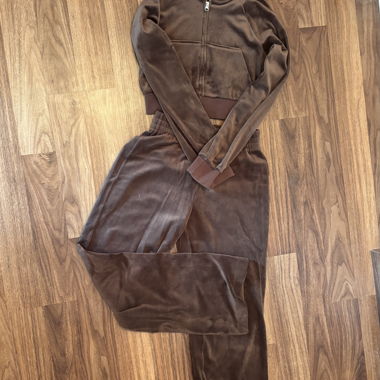 Brown Velour Set with Hoodie