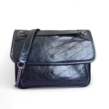 Sac à main convertible en cuir craquelé noir