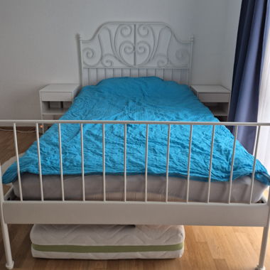 Ikea Metal Bed 140x200cm with Mattress & Slatted Frame