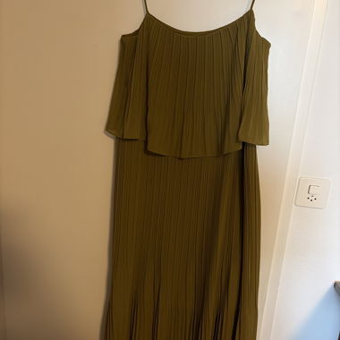 Olive green pleated dress