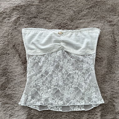 Top bandeau in pizzo bianco