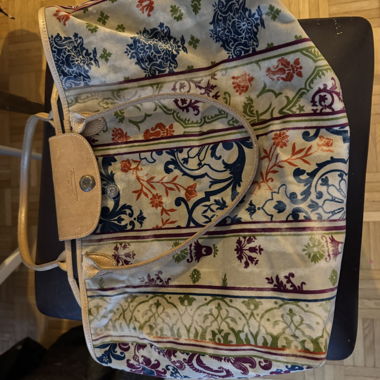 Longchamp Paris bag with floral pattern in velvet