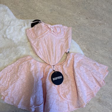 Babyboo coordinato rosa con gonna